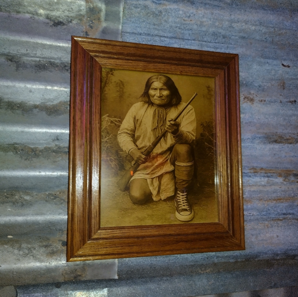 Geronimo In Chuck Taylors Vintage Framed Photograph By Neon Nicho